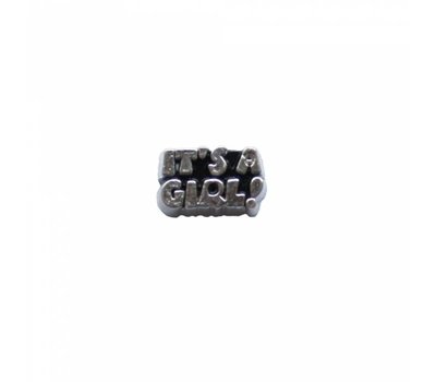 Floating Charms Floating charm it'a a girl zilverkleurig voor de memory locket