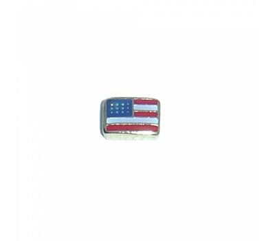 Floating Charms Floating charm vlag Amerika zilverkleurig voor de memory locket