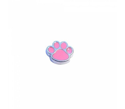 Floating Charms Floating charm roze hondenpoot voor de memory locket