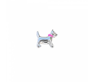 Floating Charms Floating charm hond met roze halsband voor de memory locket