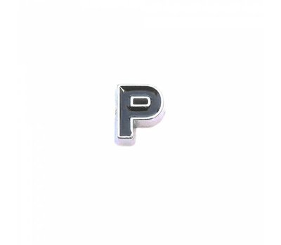 Floating Charms Floating charm zwarte letter p voor de memory locket