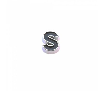 Floating Charms Floating charm zwarte letter s voor de memory locket