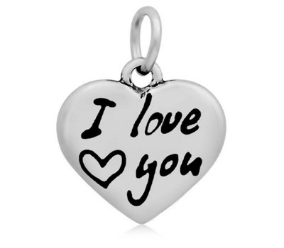 Hangende Bedels Hangende bedel I love you hartje zilverkleurig