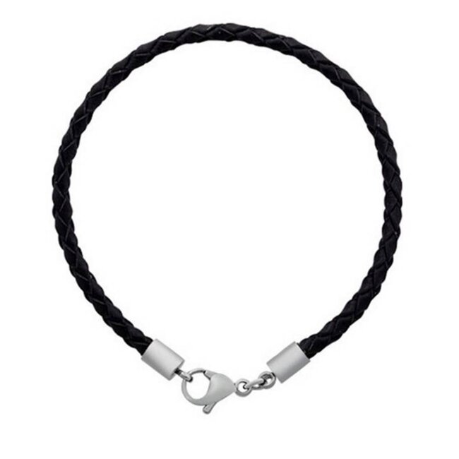 Bedelarmband leer zwart