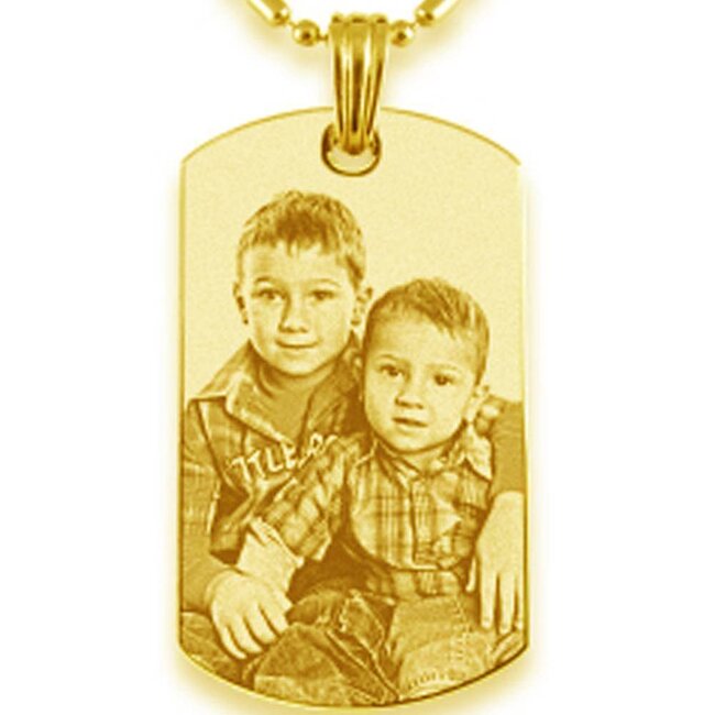 Ketting Graveren Hanger dogtag goudkleurig
