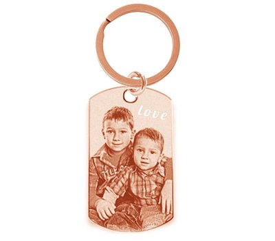 Sleutelhanger met foto Sleutelhanger Graveren dogtag rosé goudkleurig met foto en of tekst