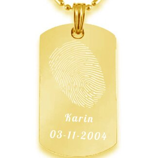 Vingerafdruk sieraad dogtag goudkleurig