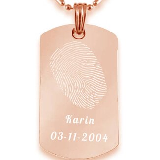 Vingerafdruk sieraad dogtag Rosé Goudkleurig