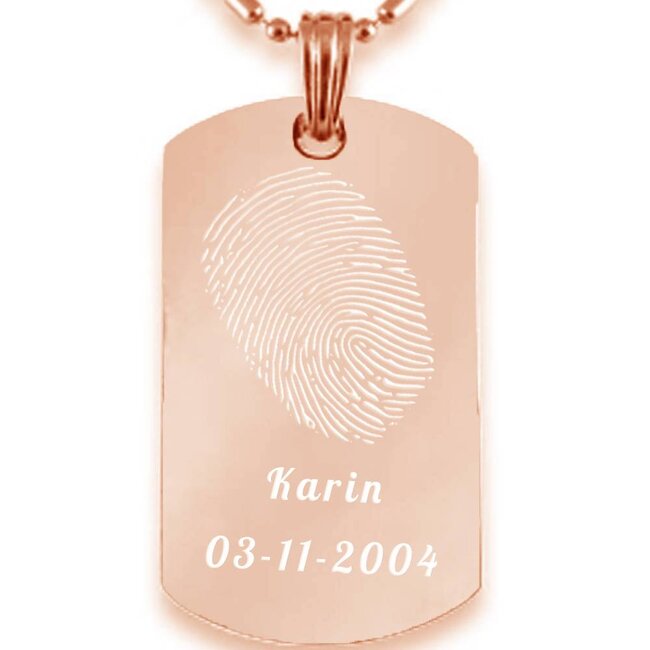 Vingerafdruk sieraad dogtag Rosé Goudkleurig