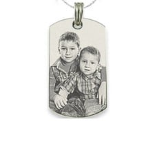 Ketting met foto Ketting Graveren Hanger dogtag medium zilverkleurig