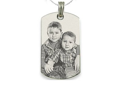 Ketting met foto Ketting Graveren Hanger dogtag medium zilverkleurig