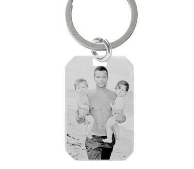 Sleutelhanger met foto Sleutelhanger Graveren dogtag klein zilverkleurig met foto en of tekst