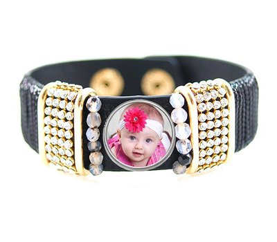 Armband met Foto Armband met Foto Zwart Strass