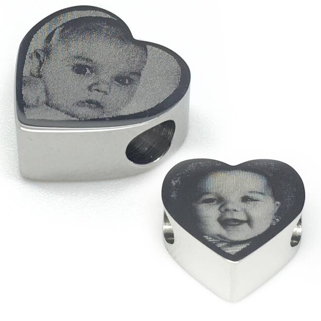Fotobedel hart zilverkleurig voor bedelarmband