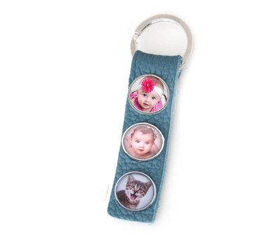 Sleutelhanger met foto Foto Sleutelhanger Leer Lang Blauw