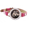 Graveer Armbanden Roze Leren Armband met foto graveer munt smal rosé goudkleurig met strass