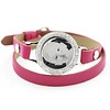 Graveer Armbanden Roze dubbele Leren Armband met foto graveer munt smal zilverkleurig met strass