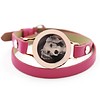 Graveer Armbanden Roze dubbele Leren Armband met foto graveer munt smal rosé goudkleurig