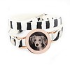 Graveer Armbanden Zebra dubbele Leren Armband met foto graveer munt smal rosé goudkleurig