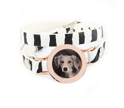 Graveer Armbanden Zebra dubbele Leren Armband met foto graveer munt smal rosé goudkleurig