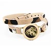 Graveer Armbanden Luipaard dubbele Leren Armband met foto graveer munt smal goudkleurig