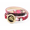 Graveer Armbanden Roze Tropical dubbele Leren Armband met foto graveer munt smal goudkleurig