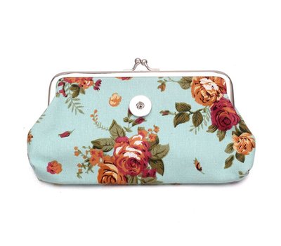 Clicks Sieraden Knip portemonnee groot bloemen mint