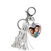 Sleutelhanger met foto Foto Sleutelhanger hart tassel wit