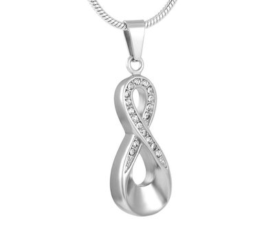 Ashangers Ashanger infinity crystals zilverkleurig inclusief ketting