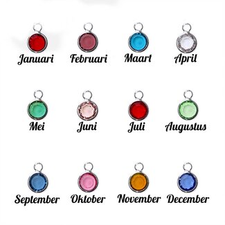 Geboortestenen bedeltje zilverkleurig