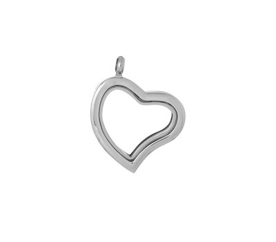 Floating locket Zilverkleurige memory locket hart gebogen