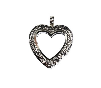 Floating locket Zilverkleurige memory locket hart vintage