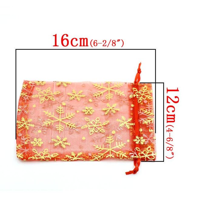 Kerstzakje rood groot