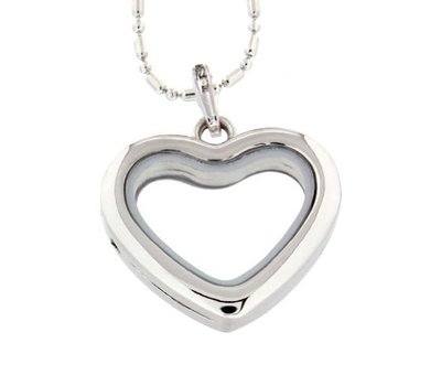 Floating locket Zilverkleurige memory locket hart met ketting