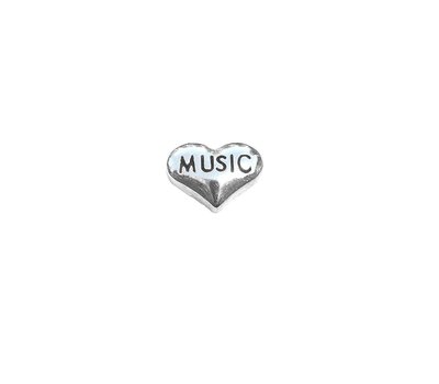 Floating Charms Floating charm music hartje zilverkleurig voor de memory locket