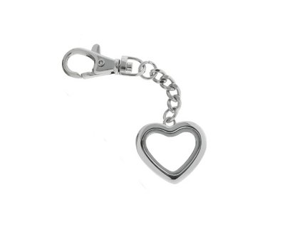 Floating locket Zilverkleurige memory locket sleutelhanger hart