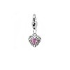 Clip on charms Vintage hartje met roze crystal dangle