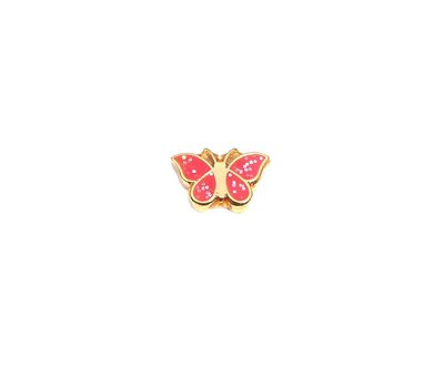 Floating Charms Floating charm vlinder roze goudkleurig voor de memory locket