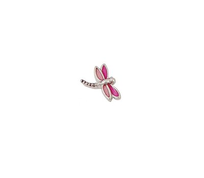 Floating Charms Floating charm roze libel zilverkleurig voor de memory locket