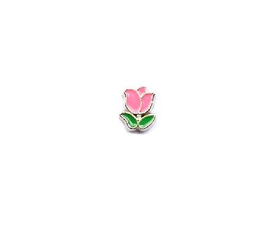 Floating Charms Floating charm roze tulp voor de memory locket