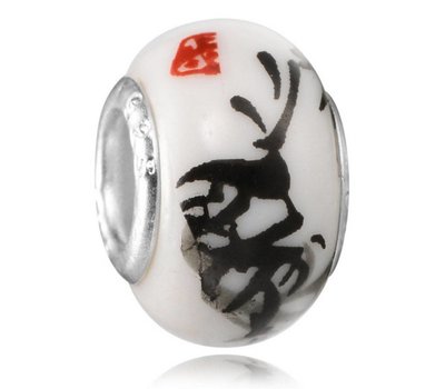 Bedels Kralen Bedel wit met Chinese print