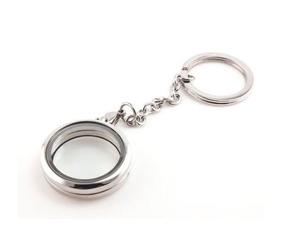 Floating locket Zilverkleurige memory locket sleutelhanger rvs rond large