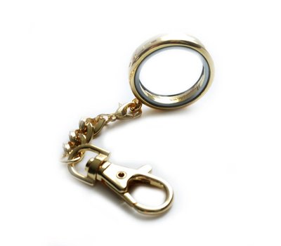 Floating locket Goudkleurige memory locket sleutelhanger rond large