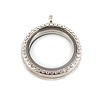 Floating locket Zilverkleurige memory locket rond large strass