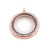 Floating locket Rosé goudkleurige memory locket rond large strass