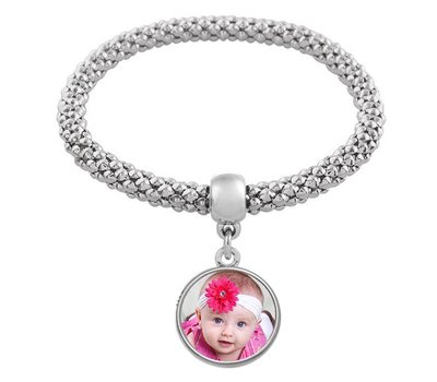Armband met Foto Elastische armband met foto zilverkleurig