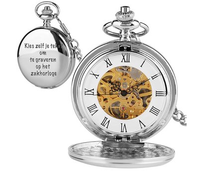 Zakhorloge Graveren Zilverkleurige Zakhorloge Graveren