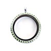 Floating locket Zilverkleurige memory locket rond large strass groen