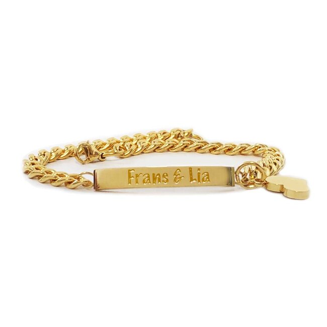 Plaatarmband graveren smal goudkleurig