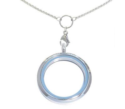 Floating locket Zilverkleurige memory locket rond XL met ketting